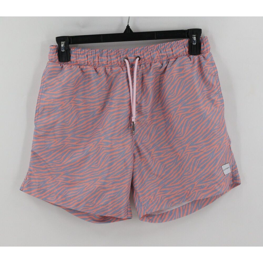 Allfenix Mens Swim Board Shorts Pink Blue Zebra Stripe Size Large Australian